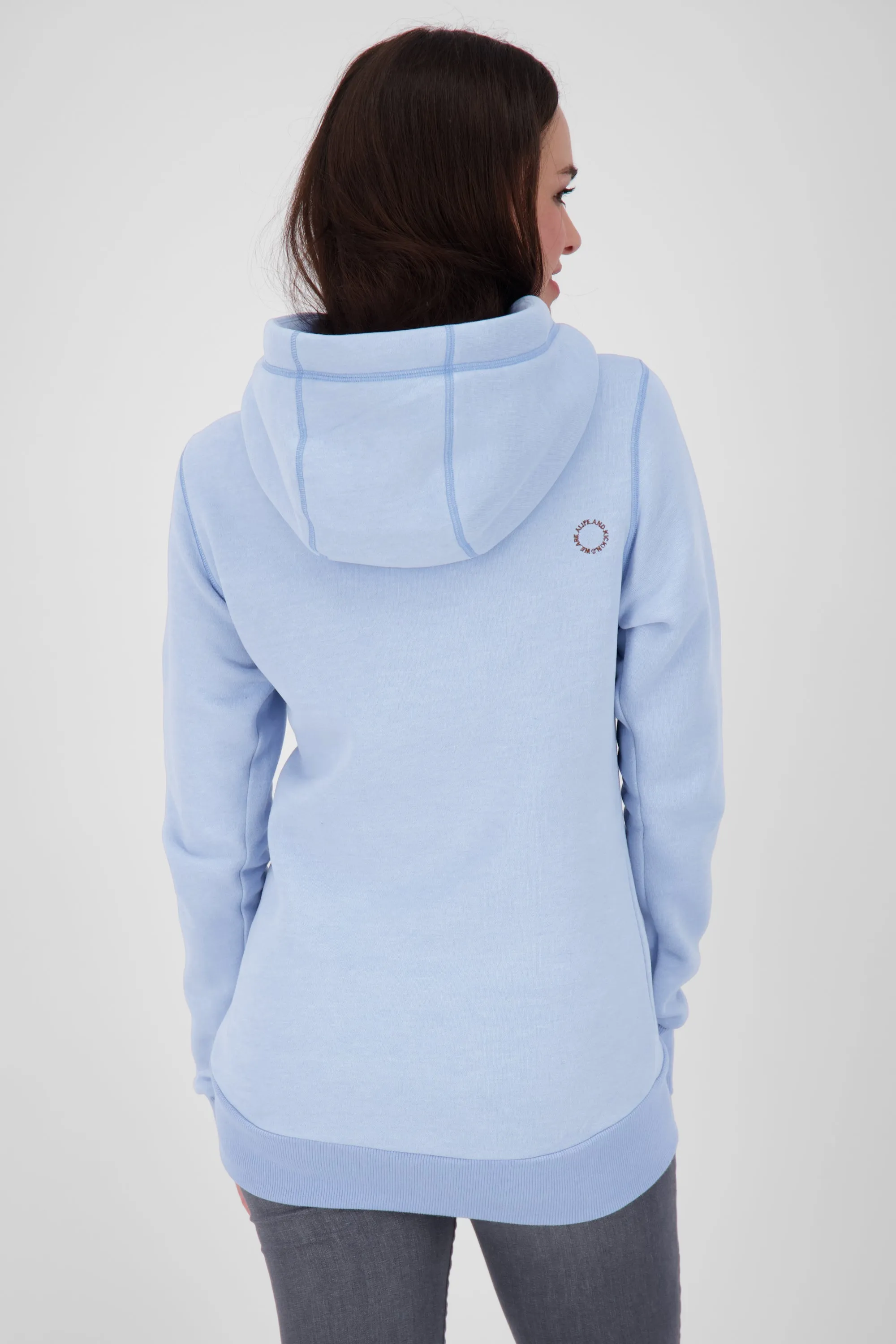 Pastellfarbener Hoodie SarahAK A mit figurnaher Schnittform Hellblau