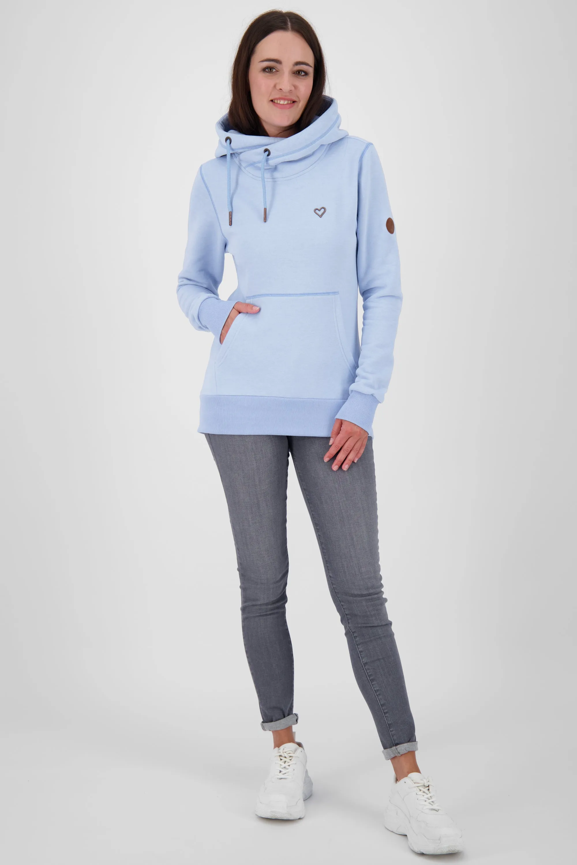 Pastellfarbener Hoodie SarahAK A mit figurnaher Schnittform Hellblau