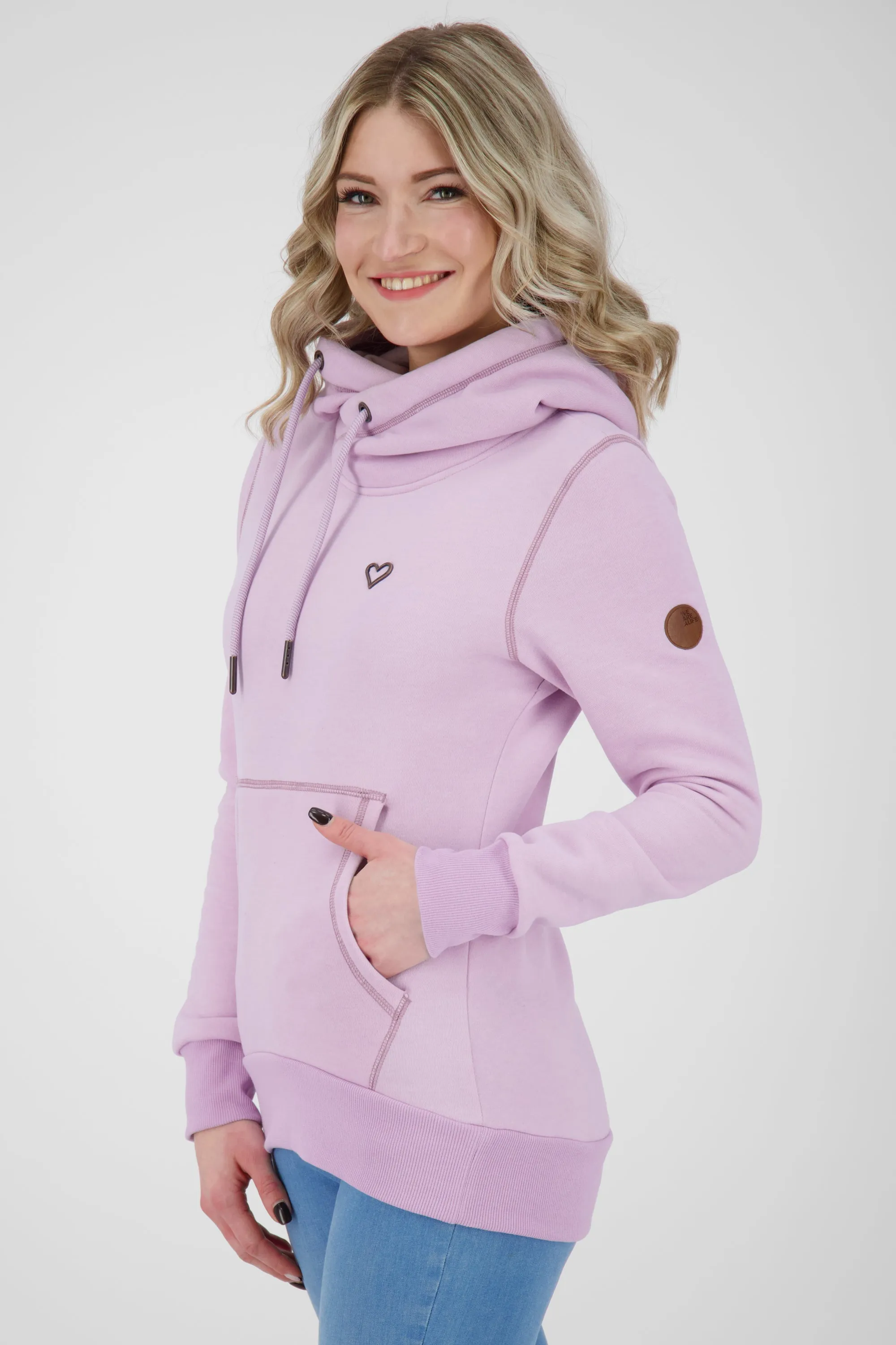 Pastellfarbener Hoodie SarahAK A mit figurnaher Schnittform Rosa