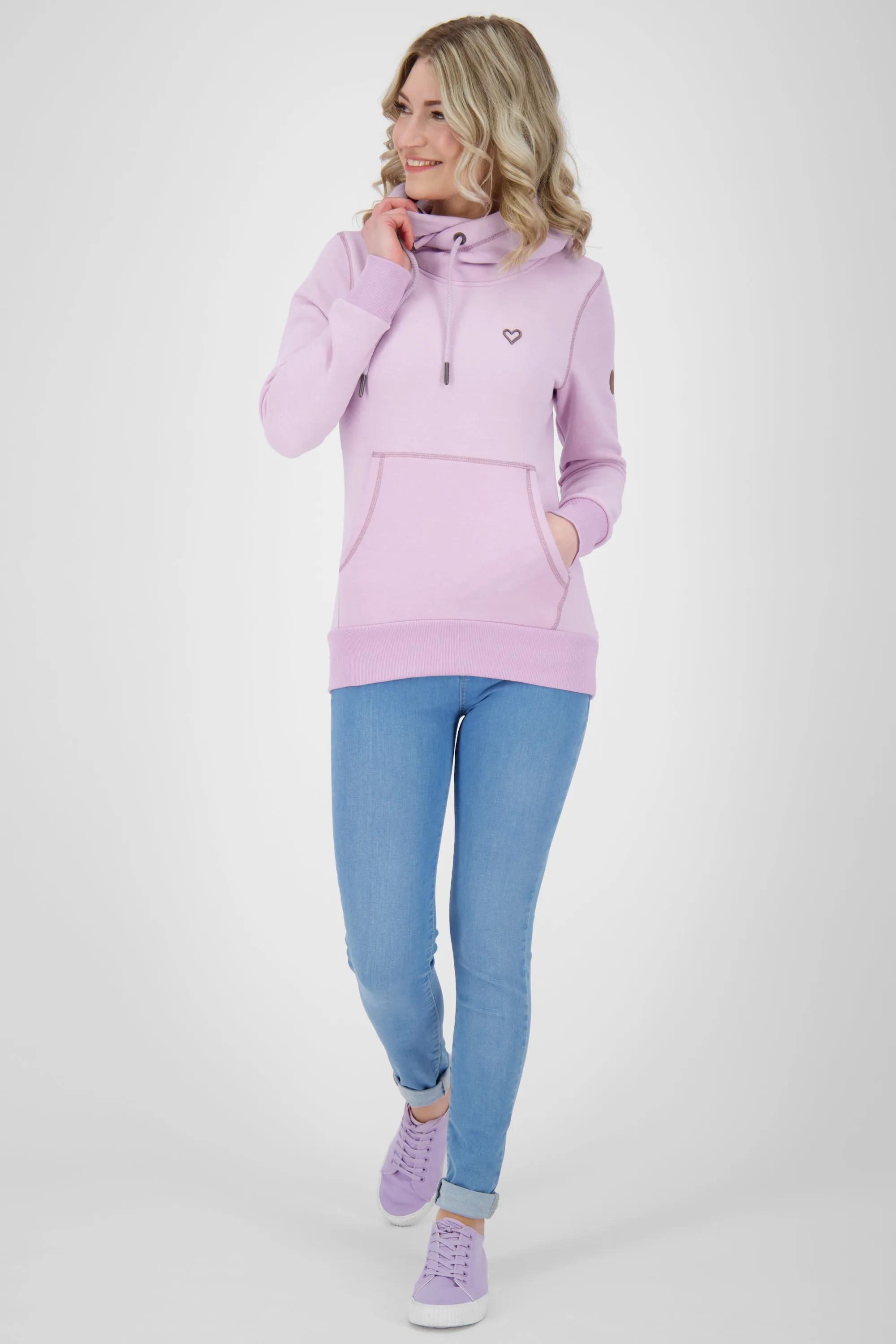 Pastellfarbener Hoodie SarahAK A mit figurnaher Schnittform Rosa