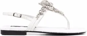 Philipp Plein crystal-skull flat sandals White