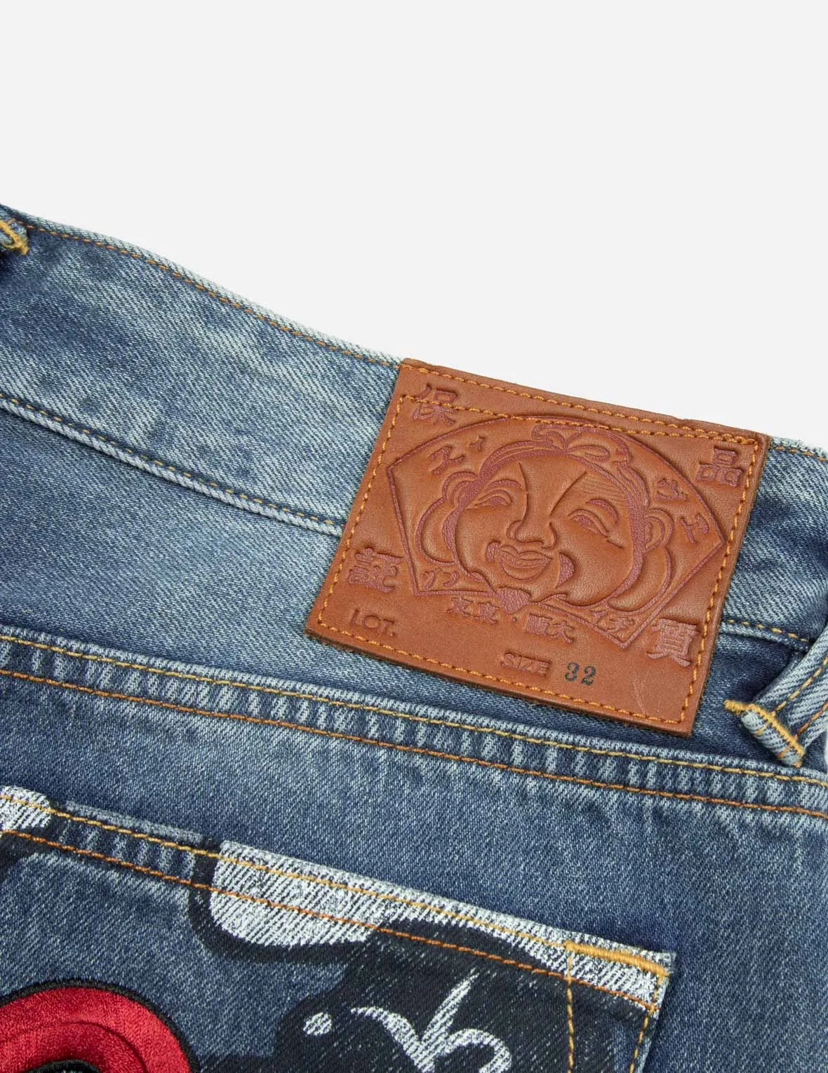 Playful Godhead Print and Seagull Embroidery 3D Fit Jeans