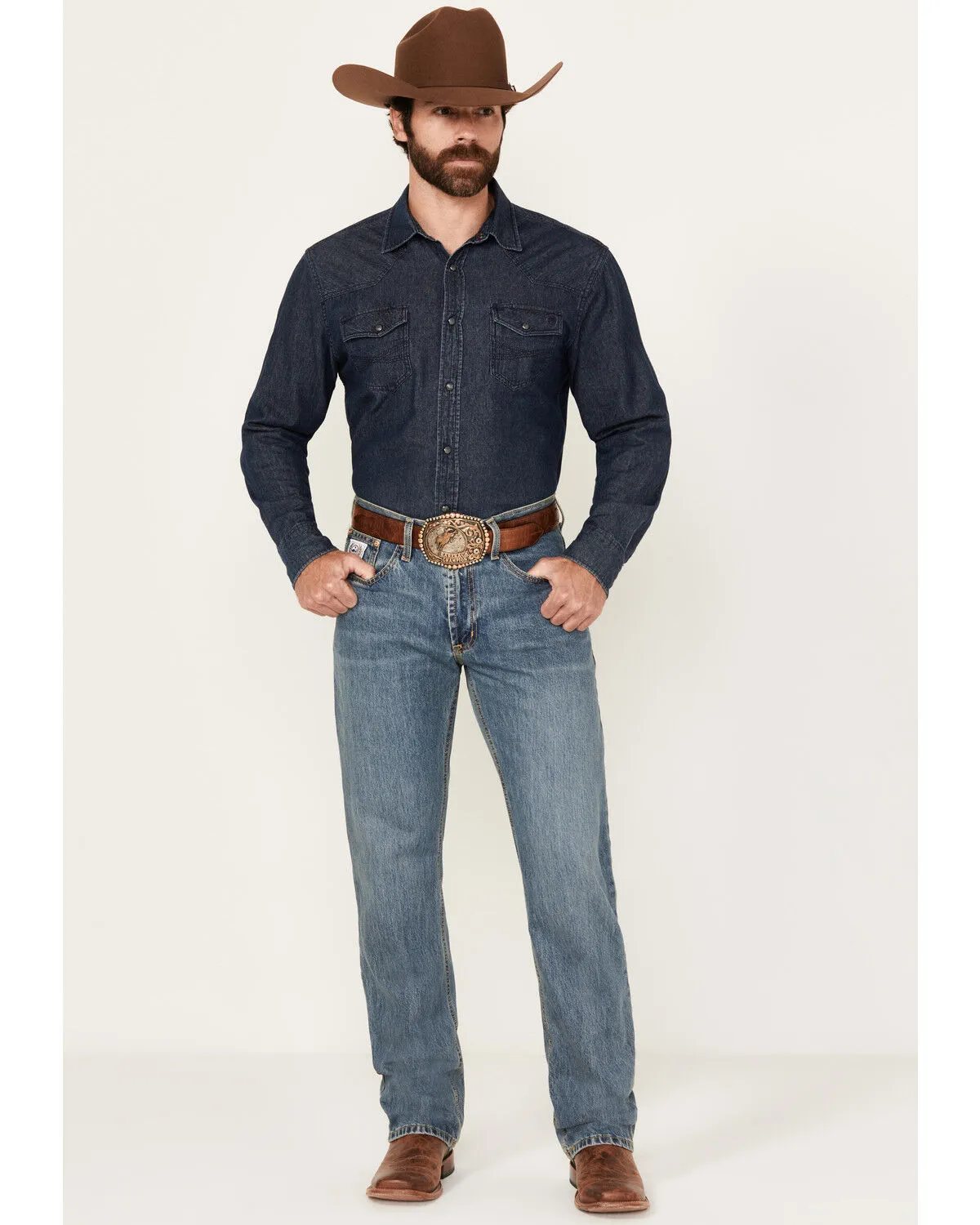 Product Name:  Cinch Men's White Label Relaxed Fit Medium Stonewash Denim Jeans