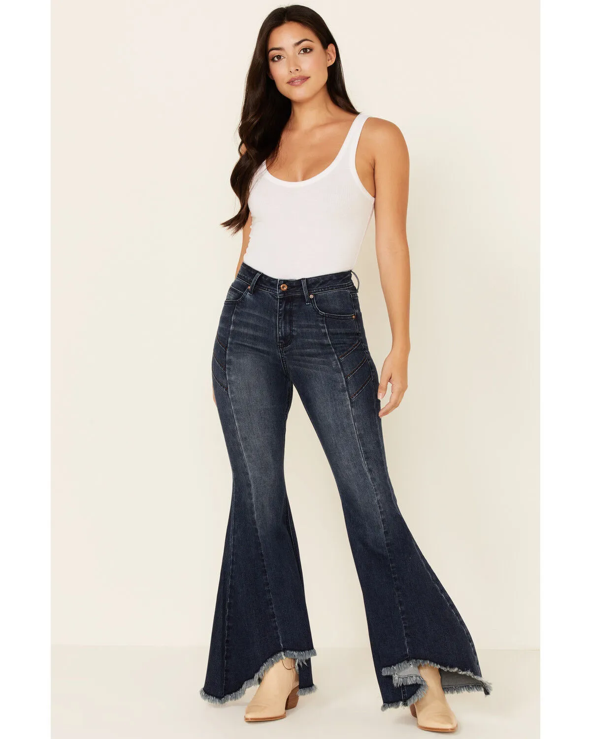 Product Name:  Grace in LA Women's Pleated Super Flare Leg Jeans