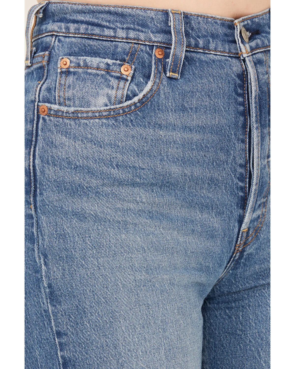 Product Name:  Levi's Premium Women's Dance Around Medium Wash High Rise Ribcage Straight Stretch Denim Jeans