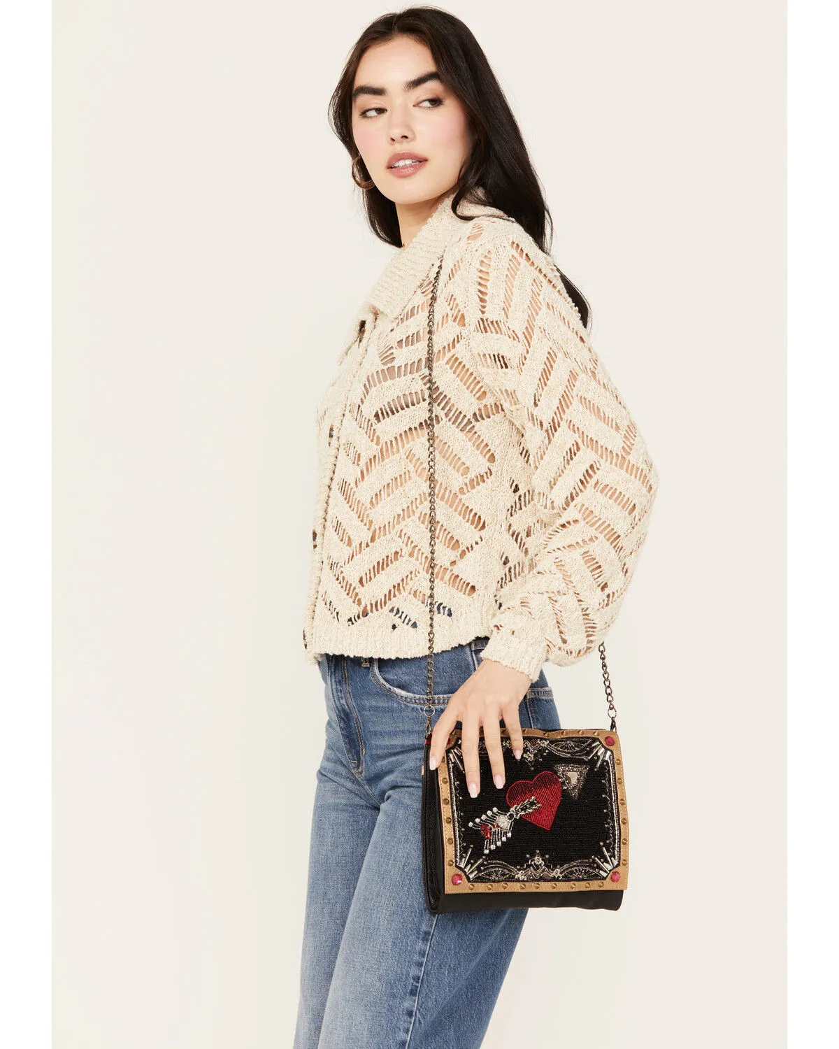 Product Name:  Mary Frances Straight to My Heart Beaded & Embroidered Crossbody Bag