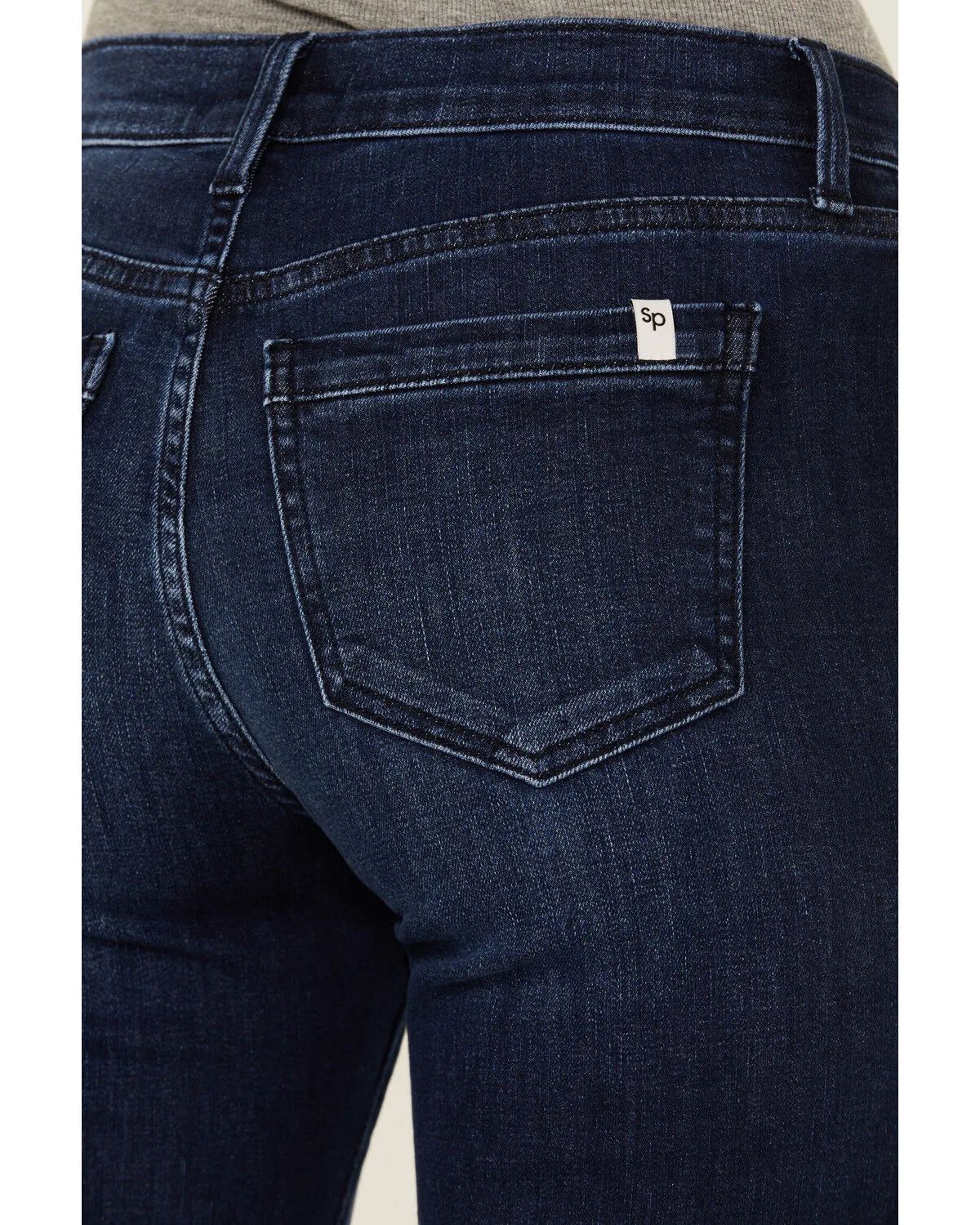 Product Name:  Sneak Peek Women's Dark Wash Mid Rise Exposed Button-Fly Stretch Trouser Jeans