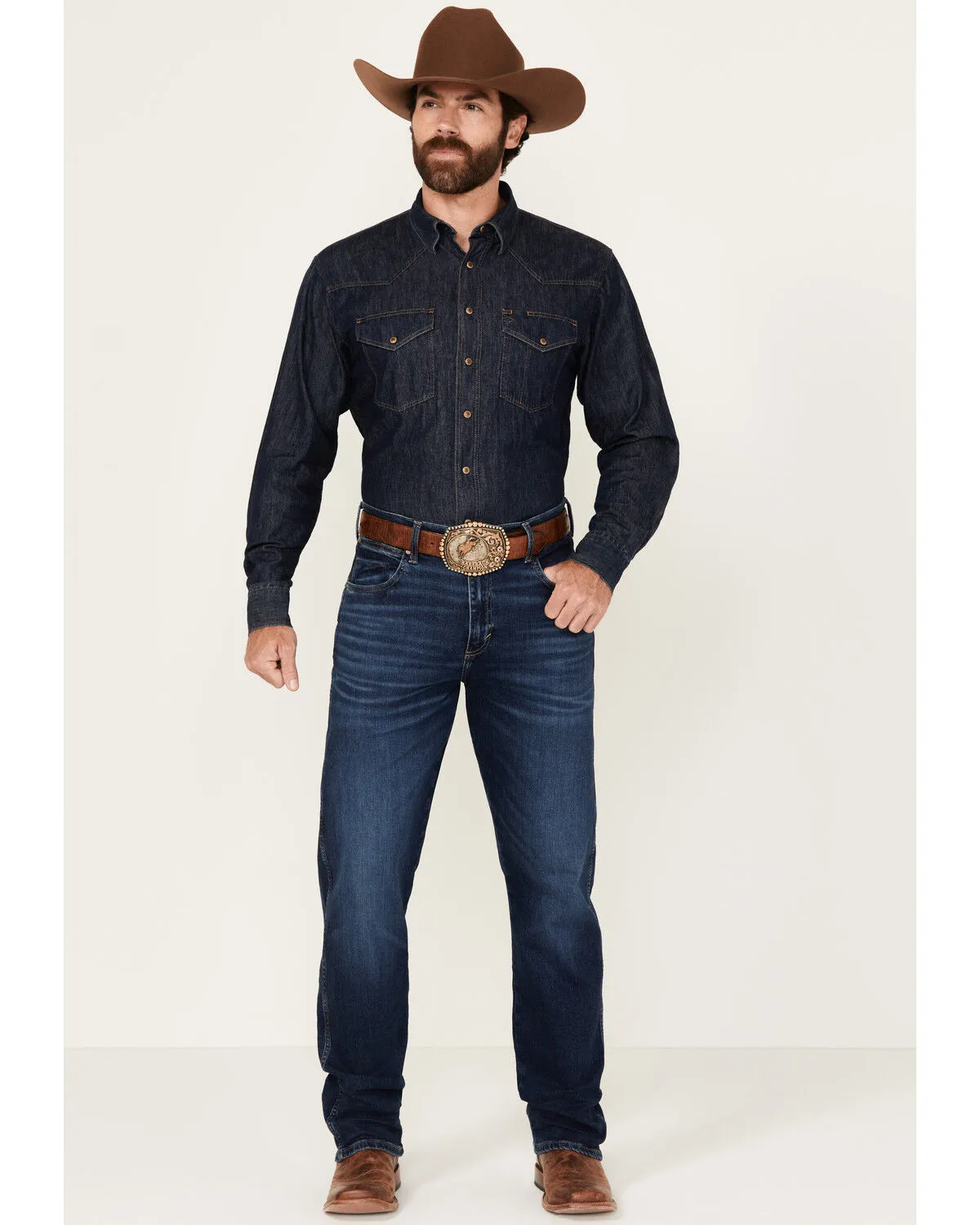 Product Name:  Wrangler Retro Men's Beckford Dark Wash Slim Straight Stretch Denim Jeans