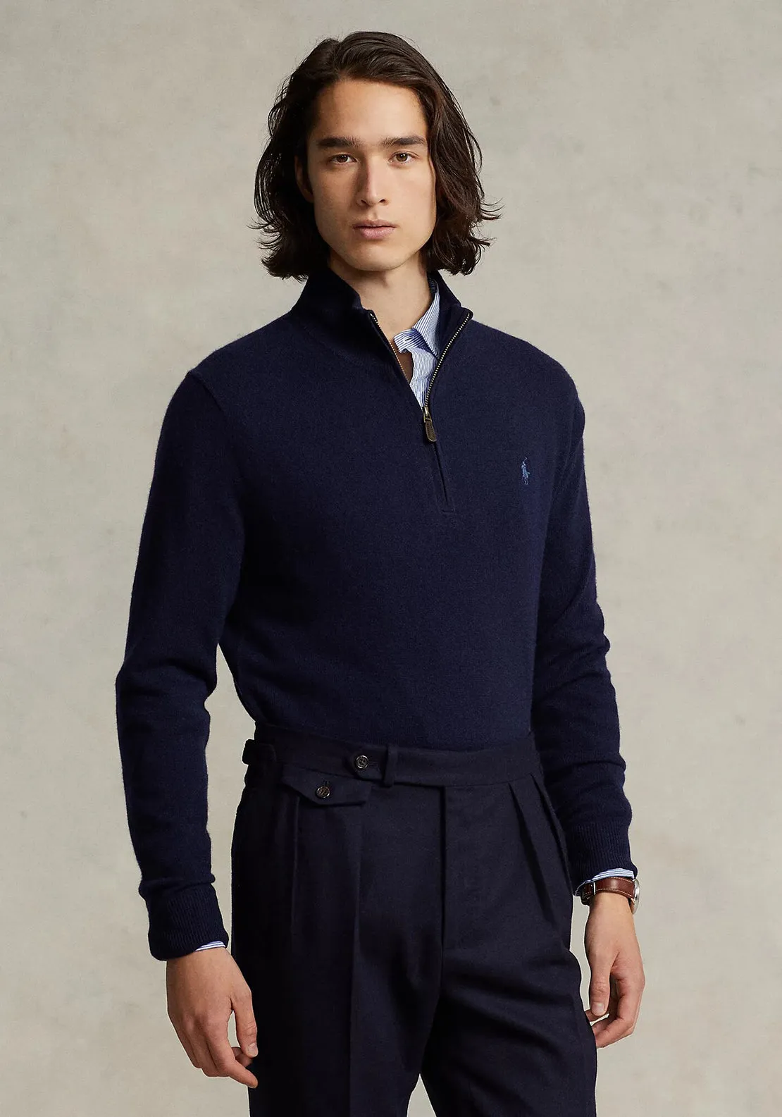 Ralph Lauren Wool Quarter Zip Sweater, Hunter Navy