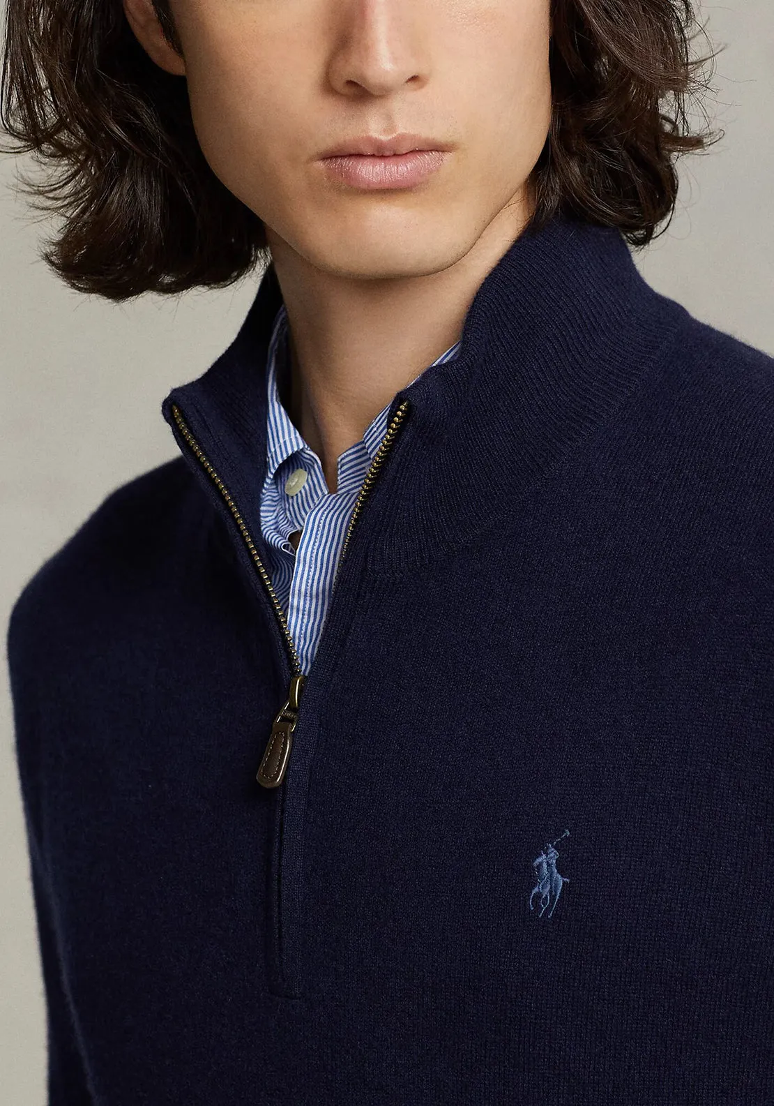 Ralph Lauren Wool Quarter Zip Sweater, Hunter Navy