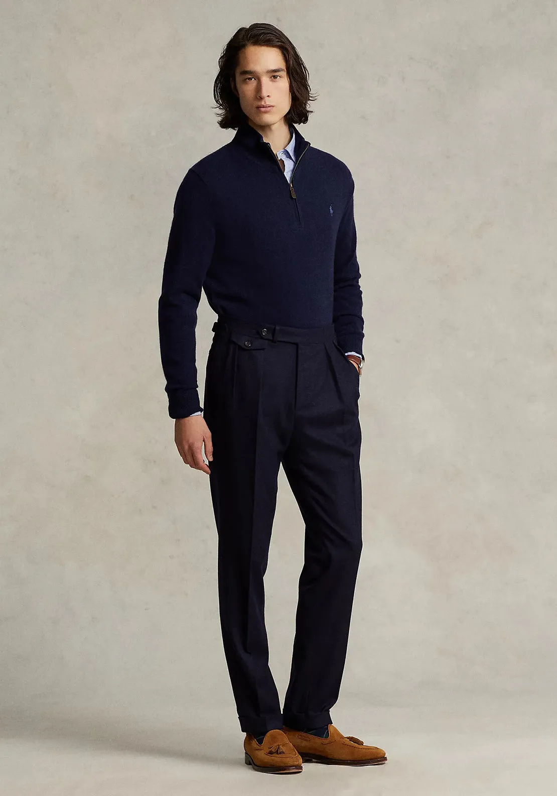 Ralph Lauren Wool Quarter Zip Sweater, Hunter Navy