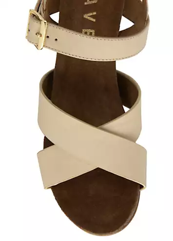 Ravel Nude Leather Kelty Wedge Sandals | Grattan