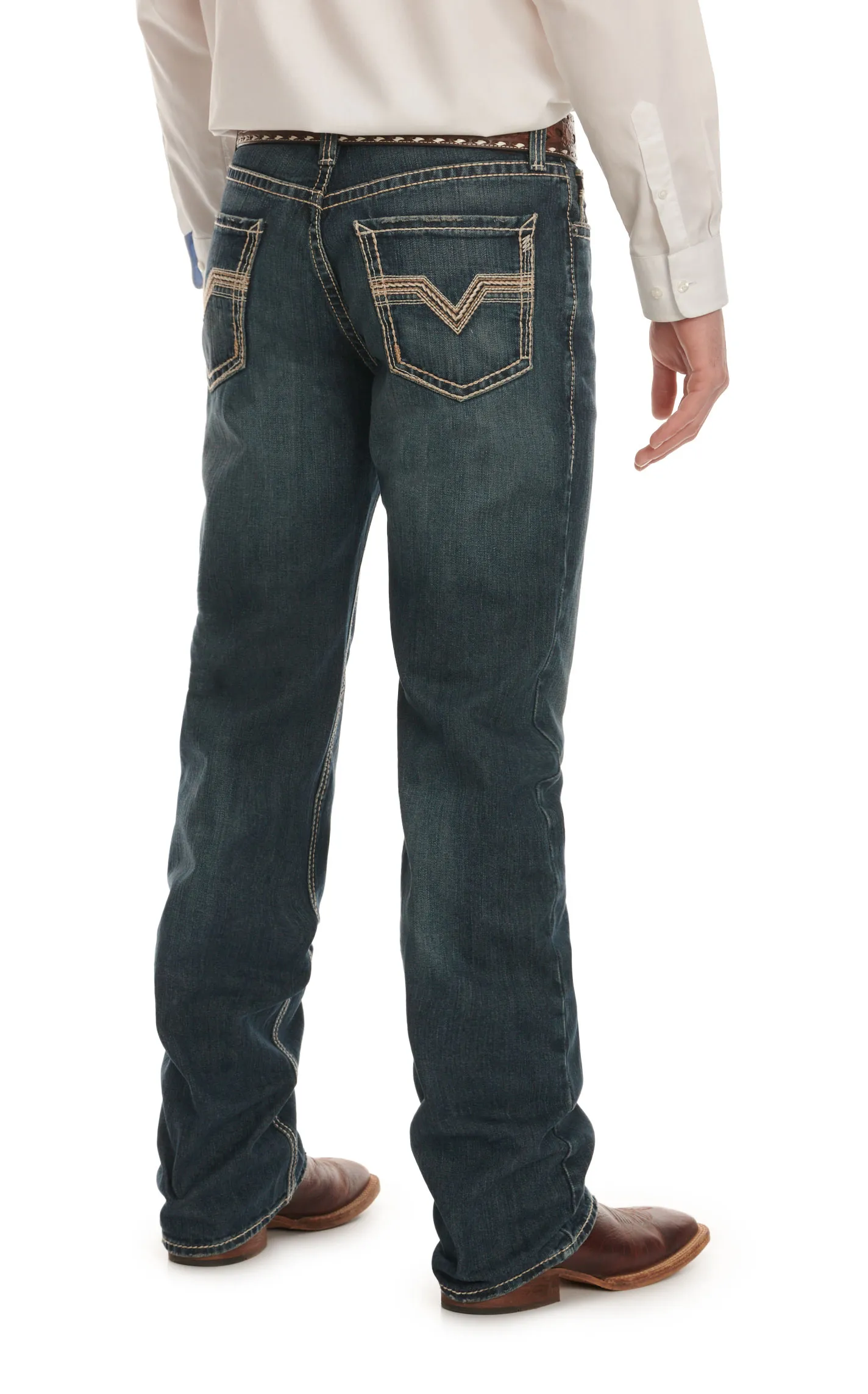 Rock & Roll Denim Men's Double Barrel Dark Vintage Wash Relaxed Fit Straight Leg Jeans