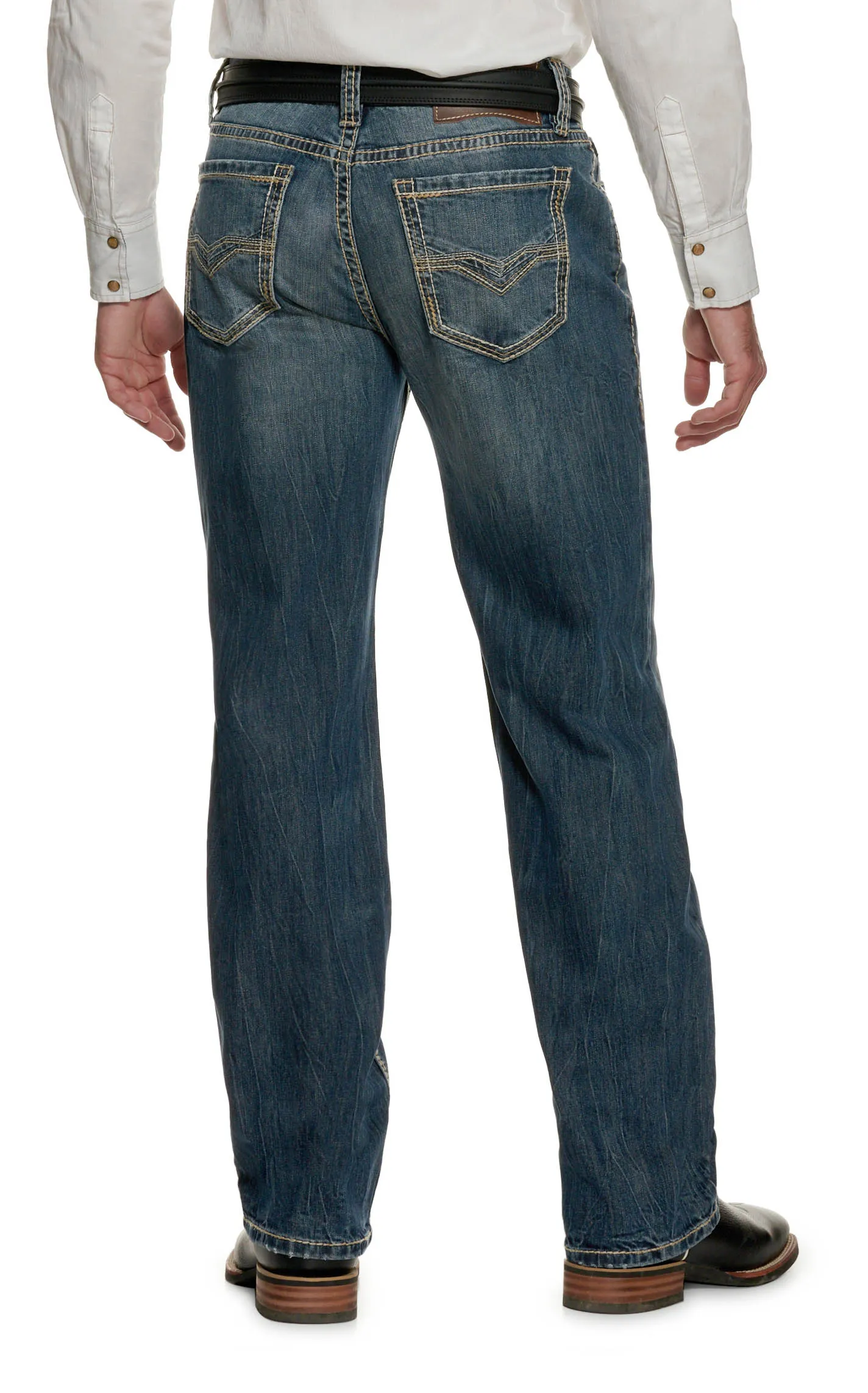 Rock & Roll Denim Men's Double Barrel Vintage Medium Wash Mid Rise Straight Leg ReFlex Jeans