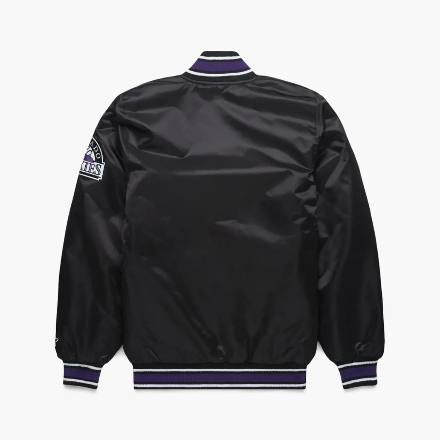 Rockies Black Satin Baseball Bomber Style Letterman Varsity Jacket