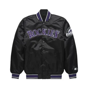 Rockies Black Satin Baseball Bomber Style Letterman Varsity Jacket