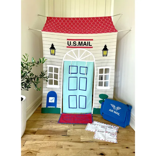 Role Play Kids Post Office Doorway Tent with Play Accessories