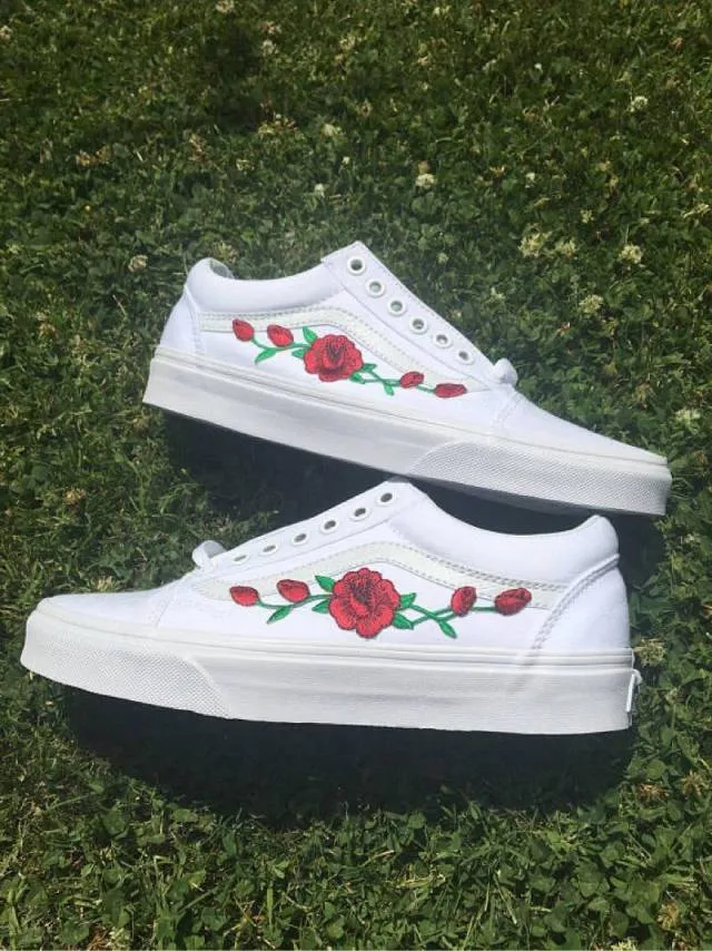 Rose White Vans Old Skool Men/Women/Youth Supreme,bape