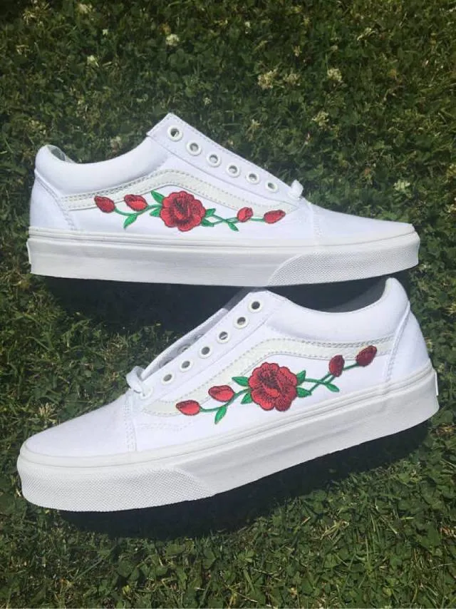 Rose White Vans Old Skool Men/Women/Youth Supreme,bape