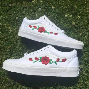 Rose White Vans Old Skool Men/Women/Youth Supreme,bape