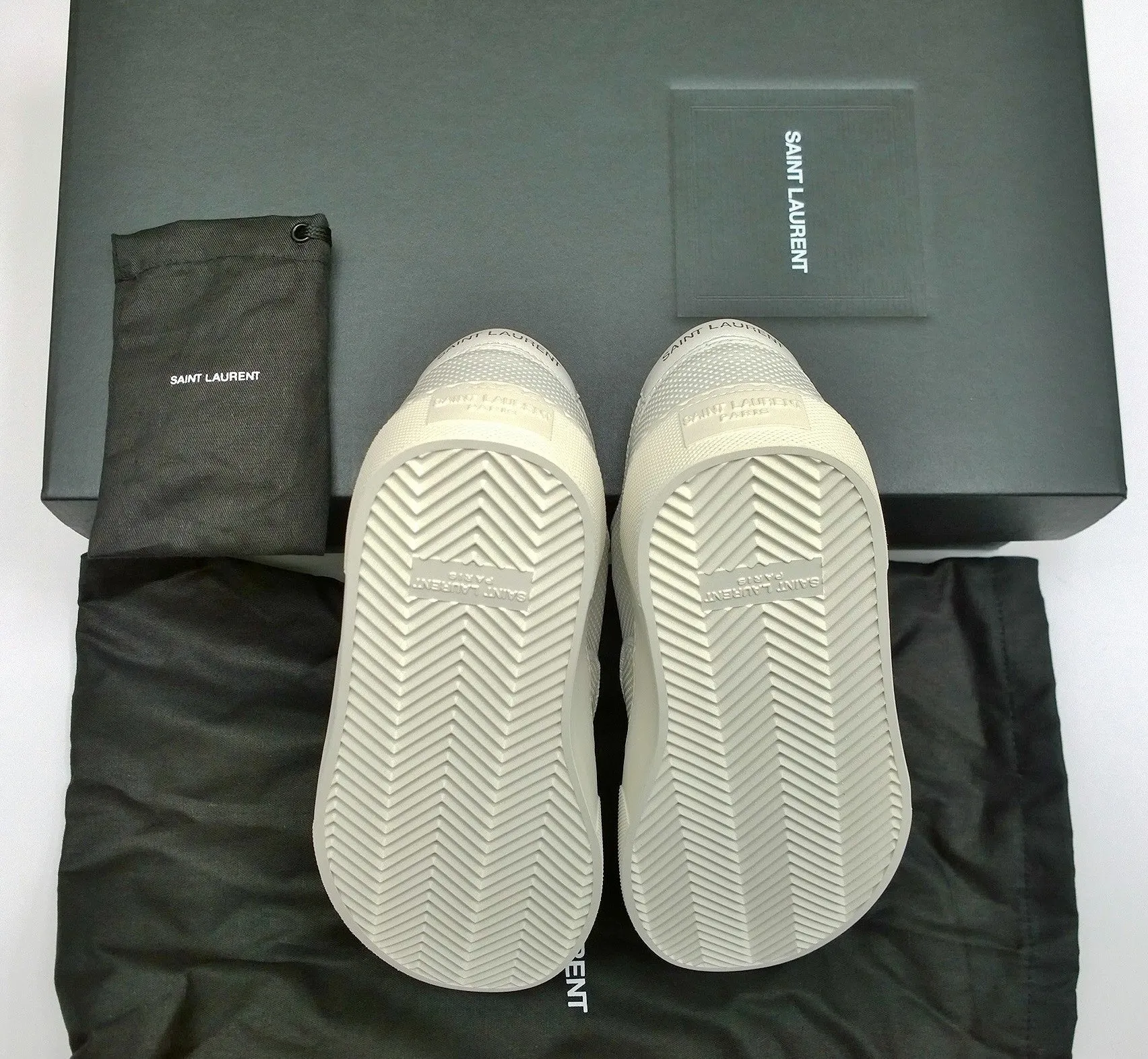 Saint Laurent Venice Low Top Sneakers in Off White Perforated Leather New in Box Trainers