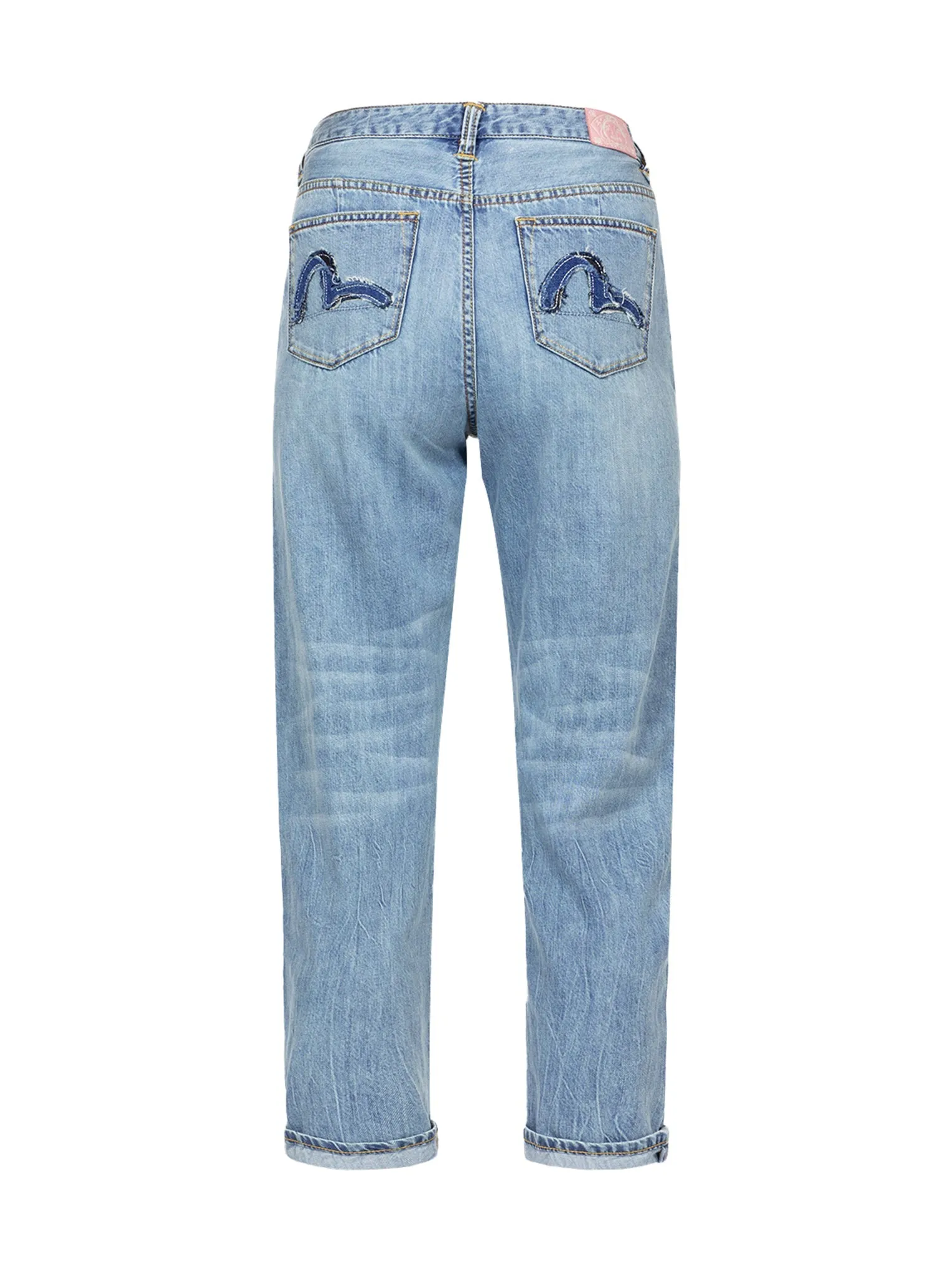 Seagull Applique Embroidery Taper Jeans