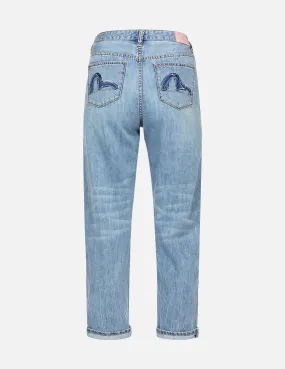 Seagull Applique Embroidery Taper Jeans