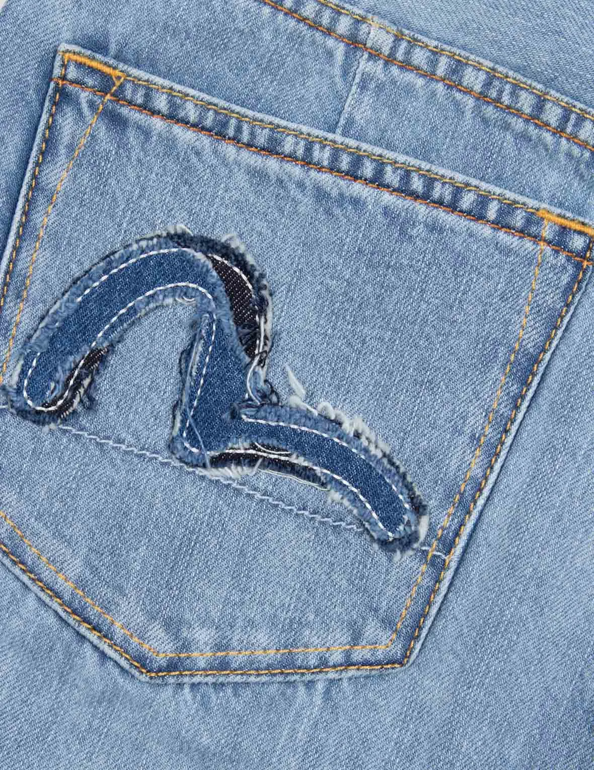 Seagull Applique Embroidery Taper Jeans