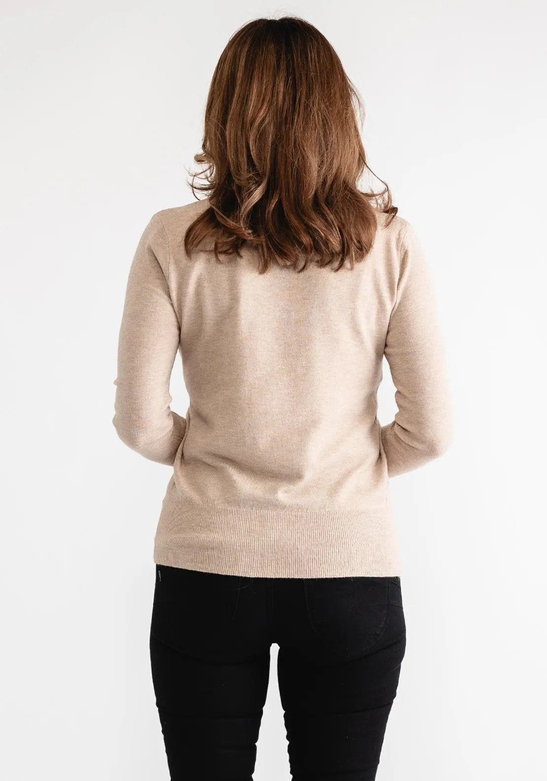 Serafina Collection Button Detail Sweater, Beige