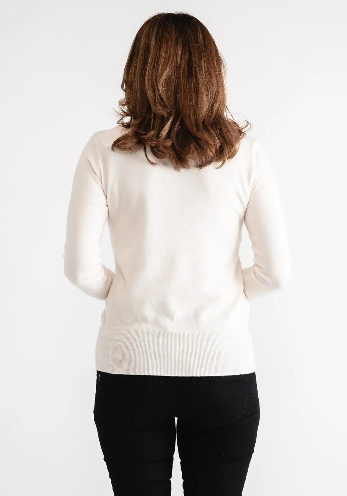 Serafina Collection Button Detail Sweater, Cream