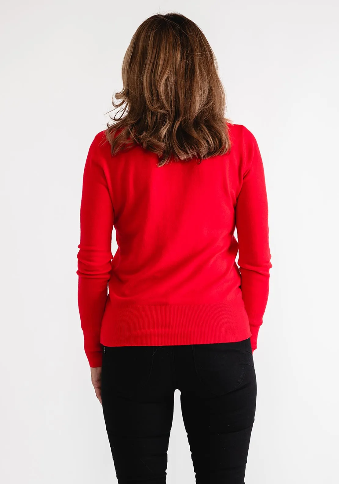 Serafina Collection Button Detail Sweater, Red