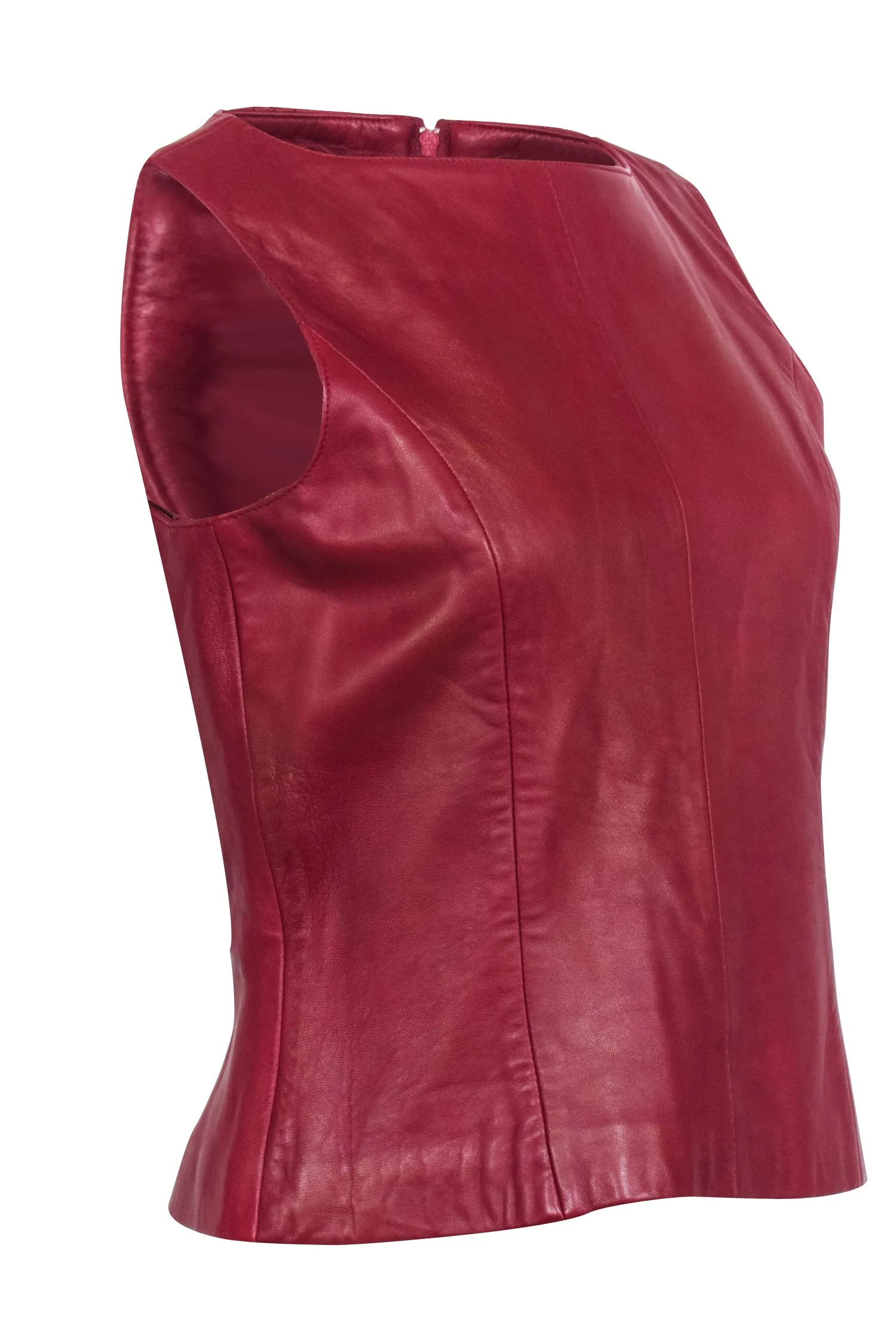 Siena Studio - Red Leather Sleeveless Top Sz M