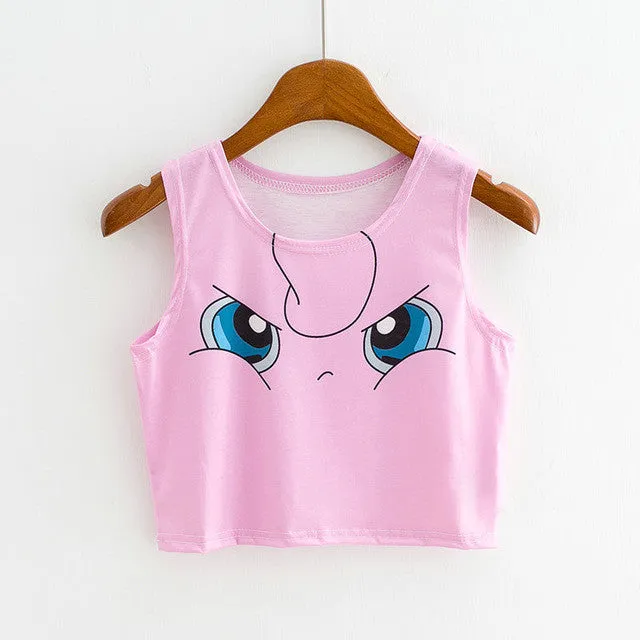 Six Color Cartoon Animal Print  New Fashion Sleeveless Kawaii Women T-shirts Plus Size Female T shirts Cute Crop Top 72607 SM6