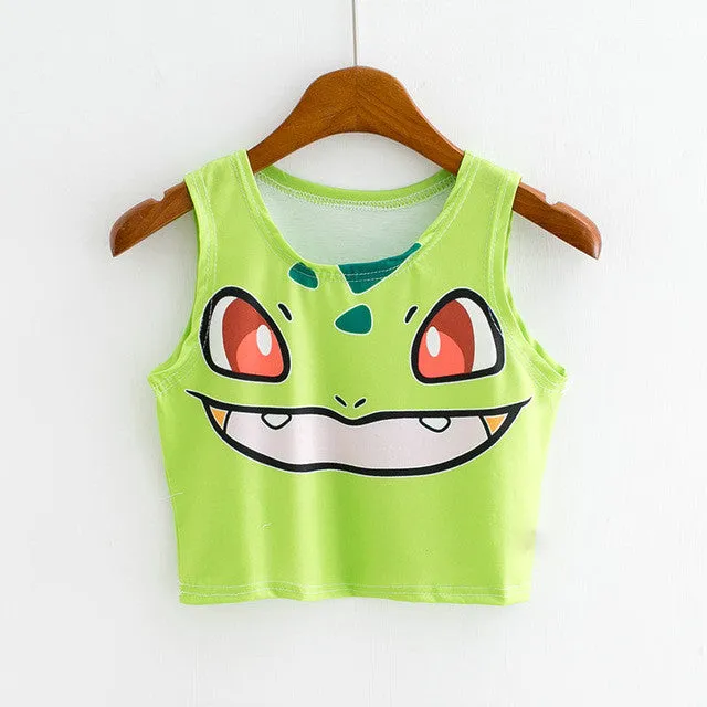 Six Color Cartoon Animal Print  New Fashion Sleeveless Kawaii Women T-shirts Plus Size Female T shirts Cute Crop Top 72607 SM6