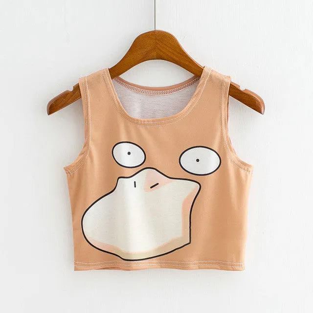 Six Color Cartoon Animal Print  New Fashion Sleeveless Kawaii Women T-shirts Plus Size Female T shirts Cute Crop Top 72607 SM6