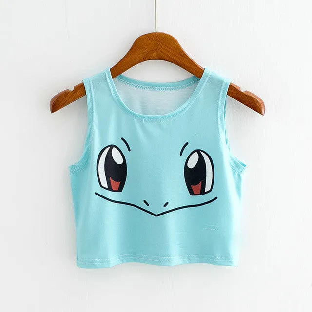 Six Color Cartoon Animal Print  New Fashion Sleeveless Kawaii Women T-shirts Plus Size Female T shirts Cute Crop Top 72607 SM6