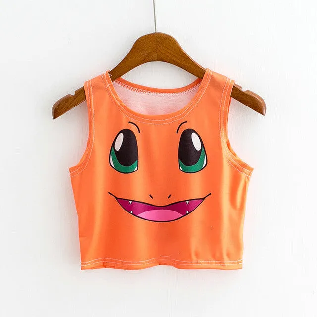 Six Color Cartoon Animal Print  New Fashion Sleeveless Kawaii Women T-shirts Plus Size Female T shirts Cute Crop Top 72607 SM6