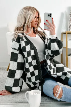 Skating The Issue Checker Cardigan (Charcoal)