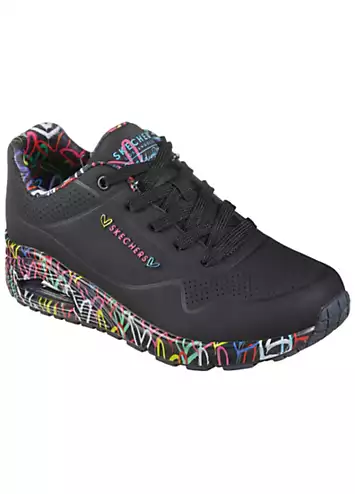 Skechers Graffiti Print Wedge Trainers