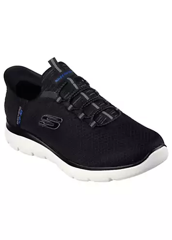 Skechers Mens Black/White Mesh Hands Free Slip-Ins Summits High Range Trainers | Grattan