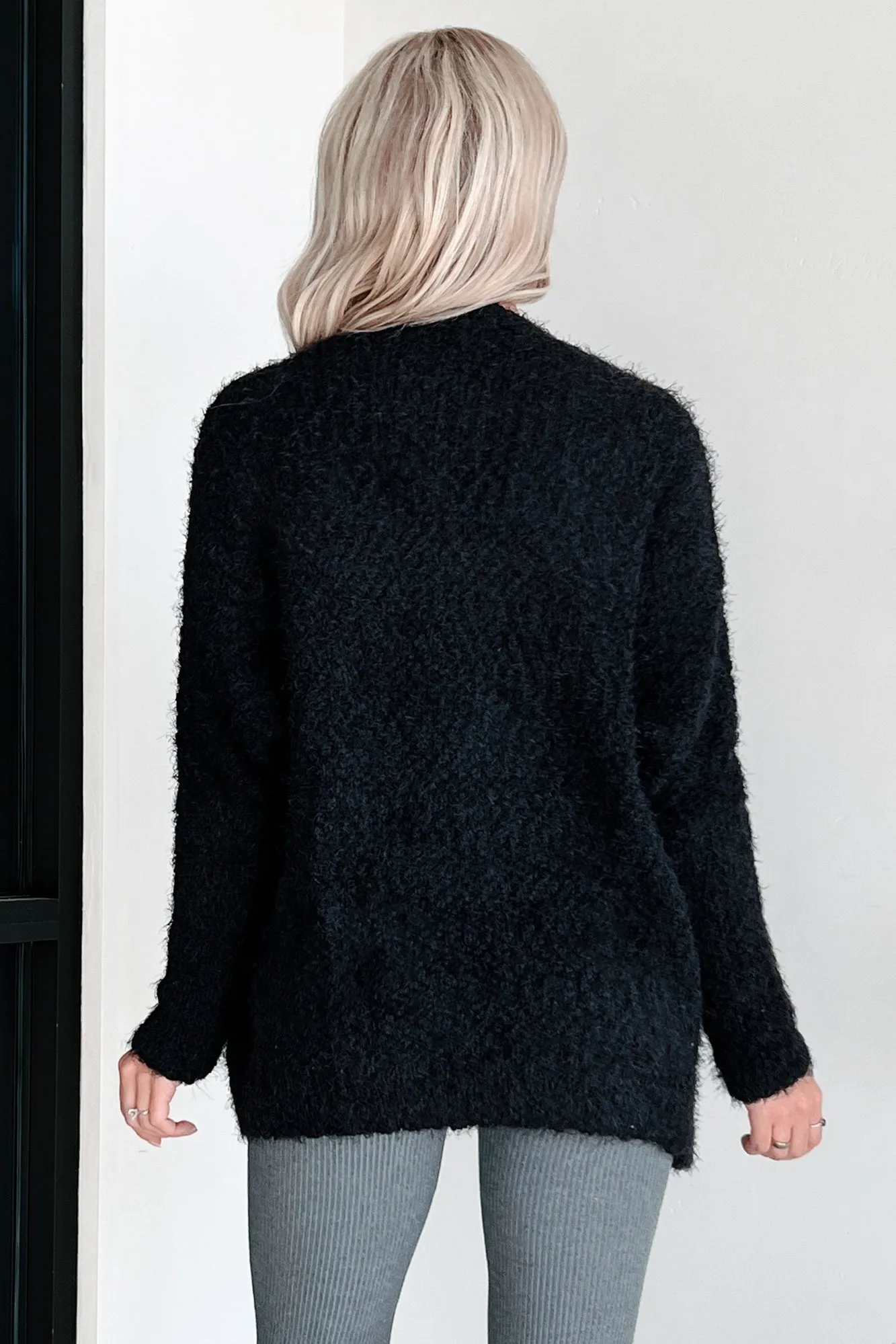 Slowing Things Down Fuzzy Cardigan (Black)