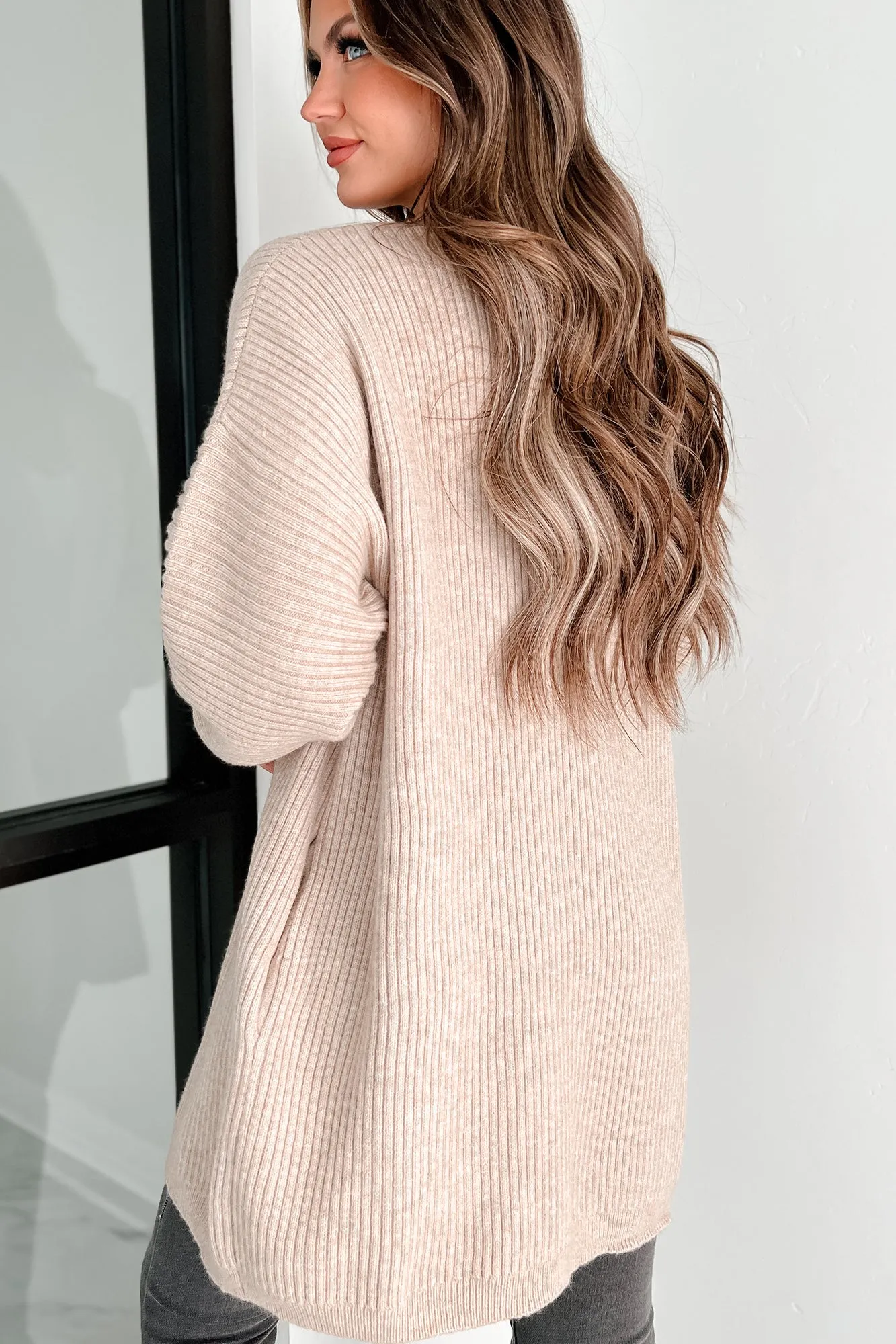 Snuggle Weather Open Front Longline Cardigan (Oatmeal)