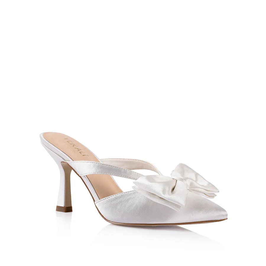 Spear Mules - Chalk Satin