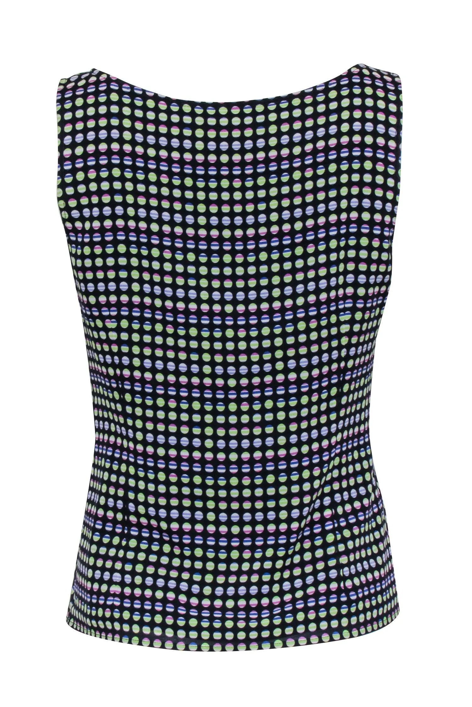 St. John - Navy, Green, & Purple Polka Dot Sleeveless Tank Top Sz S