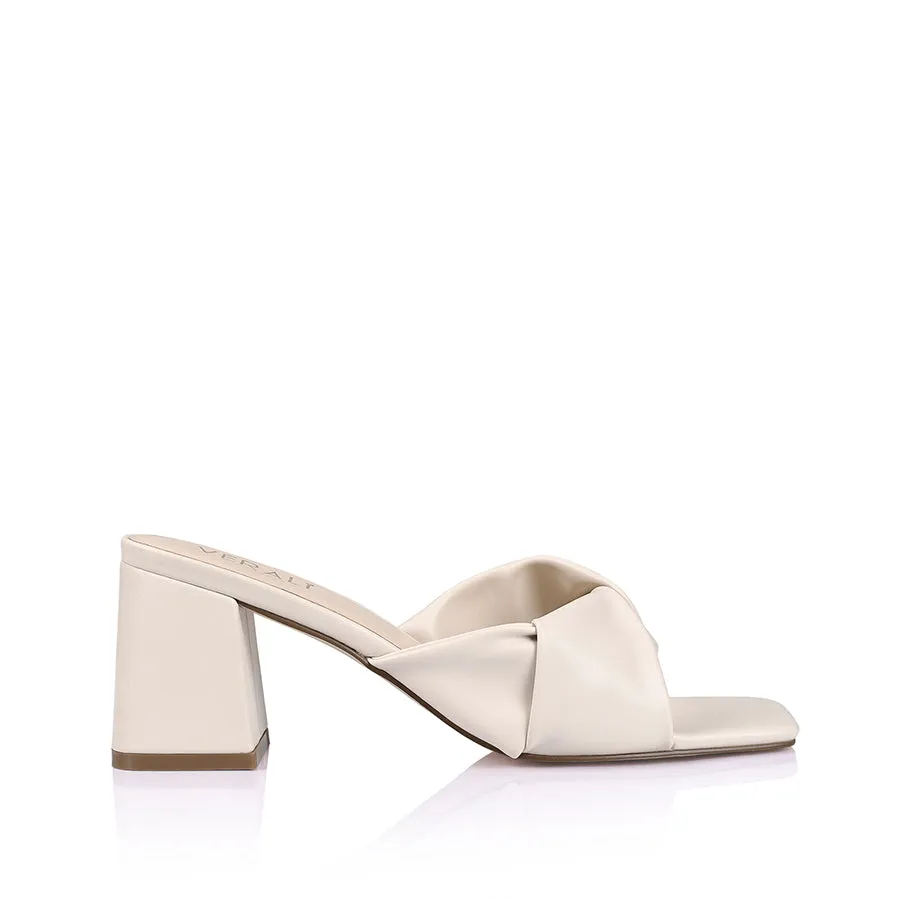 Stella Block Heel Mules - Bone Smooth