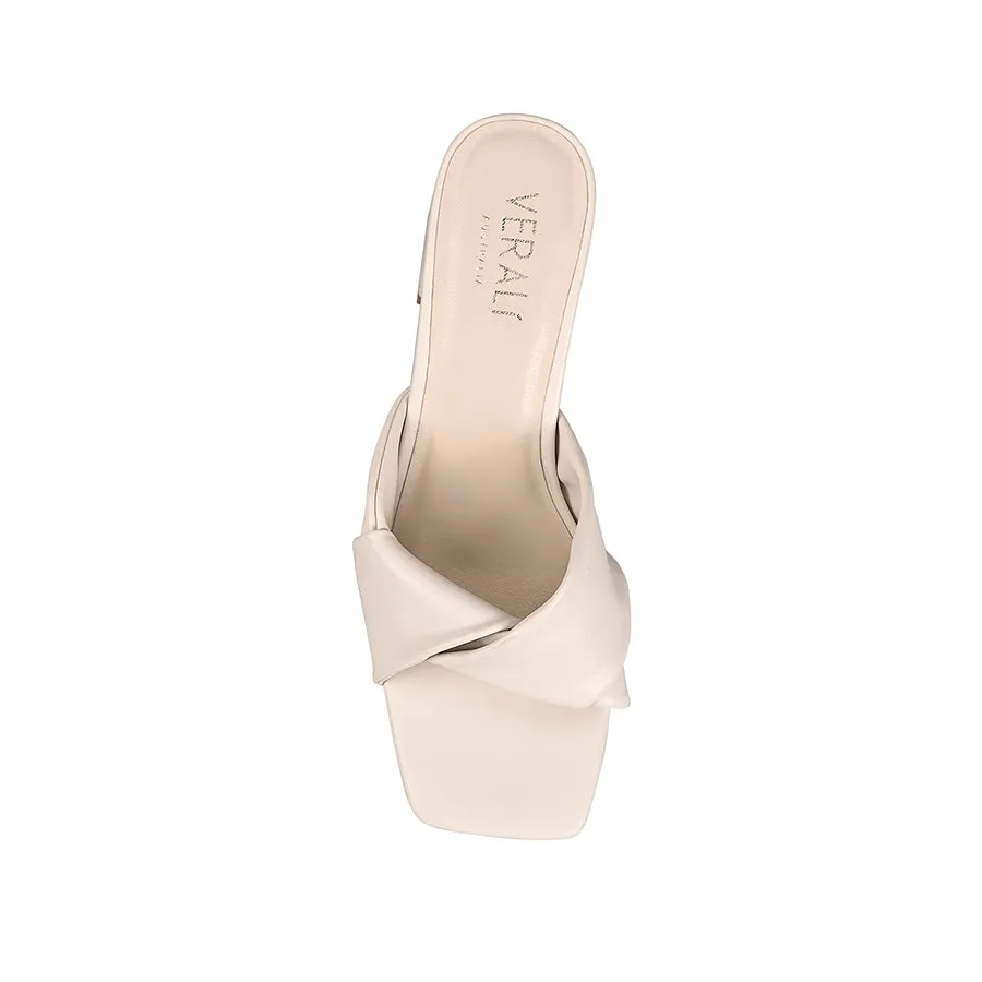 Stella Block Heel Mules - Bone Smooth