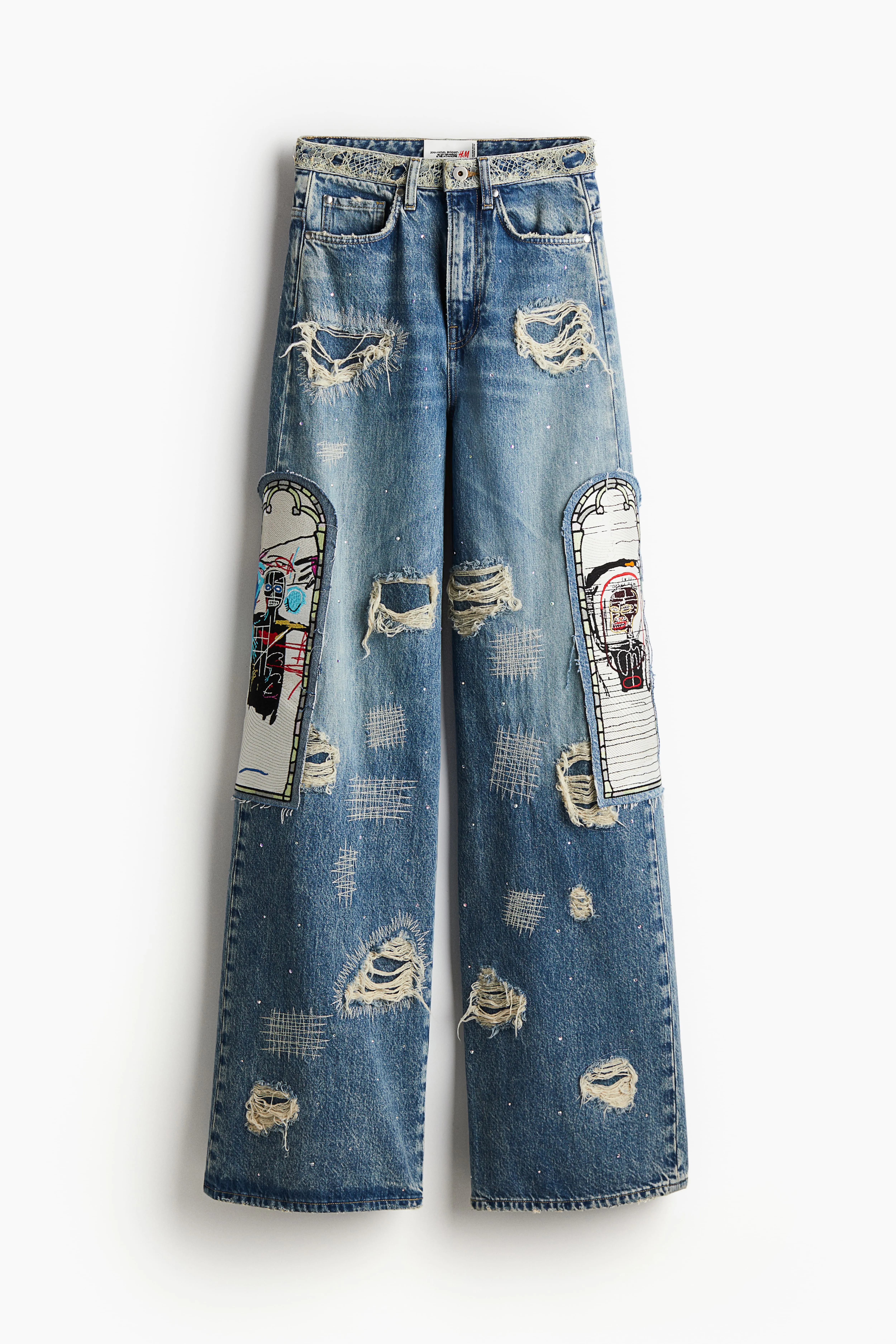 Straight Relaxed High Jeans - High waist - Extra-long legs - Denim blue/Basquiat - Ladies | H&M GB