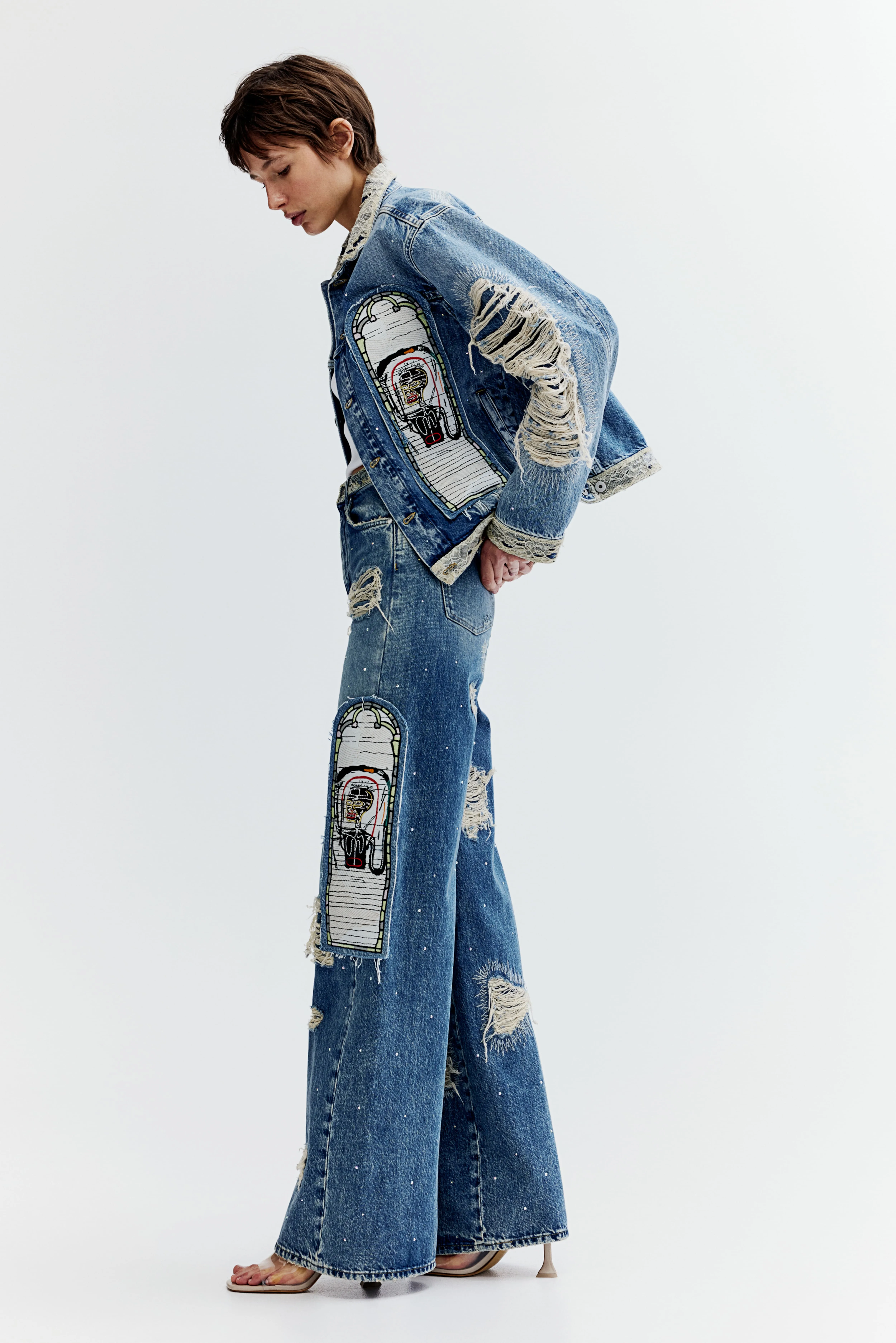 Straight Relaxed High Jeans - High waist - Extra-long legs - Denim blue/Basquiat - Ladies | H&M GB