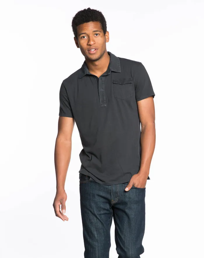 Sueded Jersey Polo - Asphalt