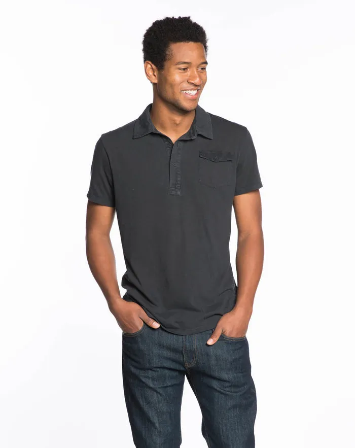 Sueded Jersey Polo - Asphalt